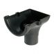 FloPlast Half Round Gutter Stopend Outlet - 112mm Cast Iron Effect