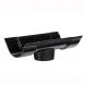 Cast Iron Beaded Half Round Gutter Running Outlet - 115mm for 75mm Downpipe Black