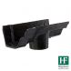 Cast Iron Notts Ogee Gutter Running Outlet - 115mm for 75mm Downpipe Black