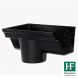Cast Iron Notts Ogee Gutter Left Hand Stopend Outlet - 115mm for 65mm Downpipe Black
