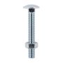 M10 x 130mm - Coach Bolt with Nut Grade 4.6 DIN 603 - BZP - Bag of 5