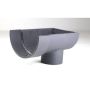 Cast Iron Deep Half Round Gutter Stopend Outlet - 100mm for 65mm Downpipe Primed