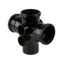 FloPlast Ring Seal Soil Double Branch - 92.5 Degree x 110mm Black - Pack of 2