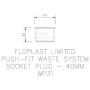 FloPlast Push Fit Waste Socket Plug - 40mm Black