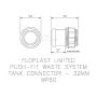 FloPlast Push Fit Waste Tank Connector - 32mm Black
