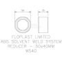 FloPlast Solvent Weld Waste Reducer - 50mm x 40mm White - Pack of 2