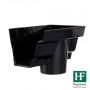 Cast Iron Moulded Ogee Gutter Right Hand Stopend Outlet - 100mm for 75mm Downpipe Black