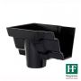 Cast Iron Moulded Ogee Gutter Left Hand Stopend Outlet - 125mm for 75mm Downpipe Black