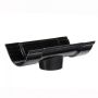 Cast Iron Beaded Half Round Gutter Running Outlet - 115mm for 65mm Downpipe Black