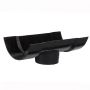 Cast Iron Half Round Gutter Running Outlet - 125mm for 100mm Downpipe Black