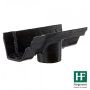 Cast Iron Notts Ogee Gutter Running Outlet - 115mm for 75mm Downpipe Black