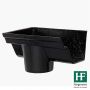 Cast Iron Notts Ogee Gutter Left Hand Stopend Outlet - 115mm for 75mm Downpipe Black