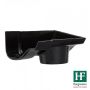 Cast Iron Ogee Gutter Right Hand Stopend Outlet - 100mm for 65mm Downpipe Black