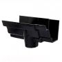 Cast Iron Moulded Ogee Gutter Running Outlet - 100mm for 75mm Downpipe Black