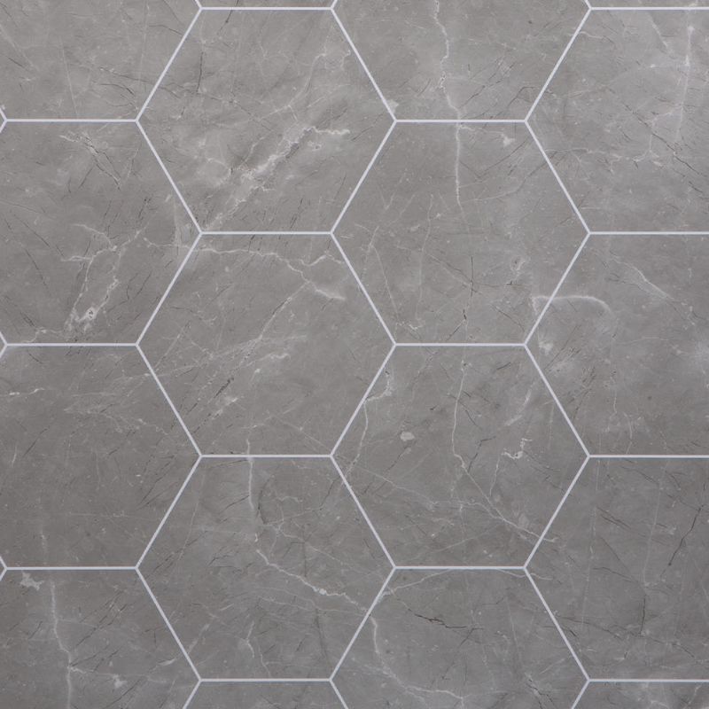 Bathroom Wall Panel - 1000mm x 2400mm x 10mm Grout Line Lunar Stone Hexagon Tile