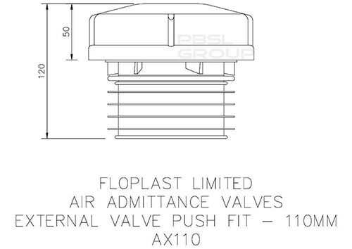 FloPlast Air Admittance Valve External - 110mm Grey