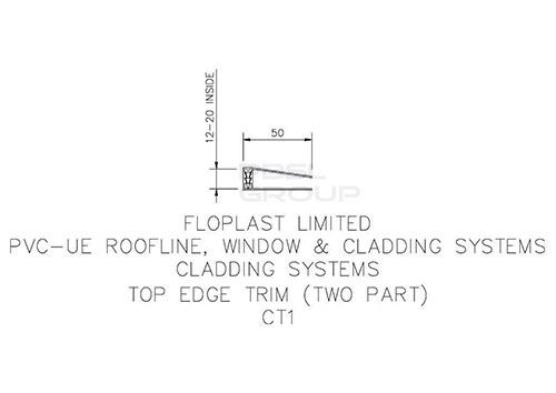 FloPlast Shiplap Cladding Two Part Top Edge Trim - 5mtr Rosewood