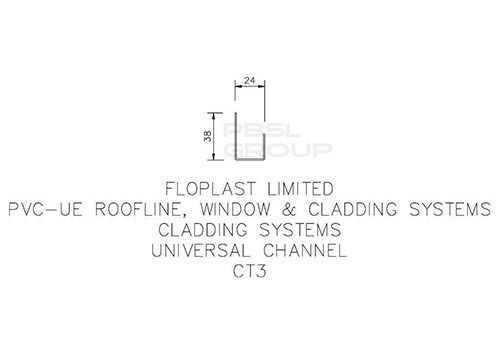 FloPlast Shiplap Cladding Universal Channel - 5mtr Black Ash Woodgrain