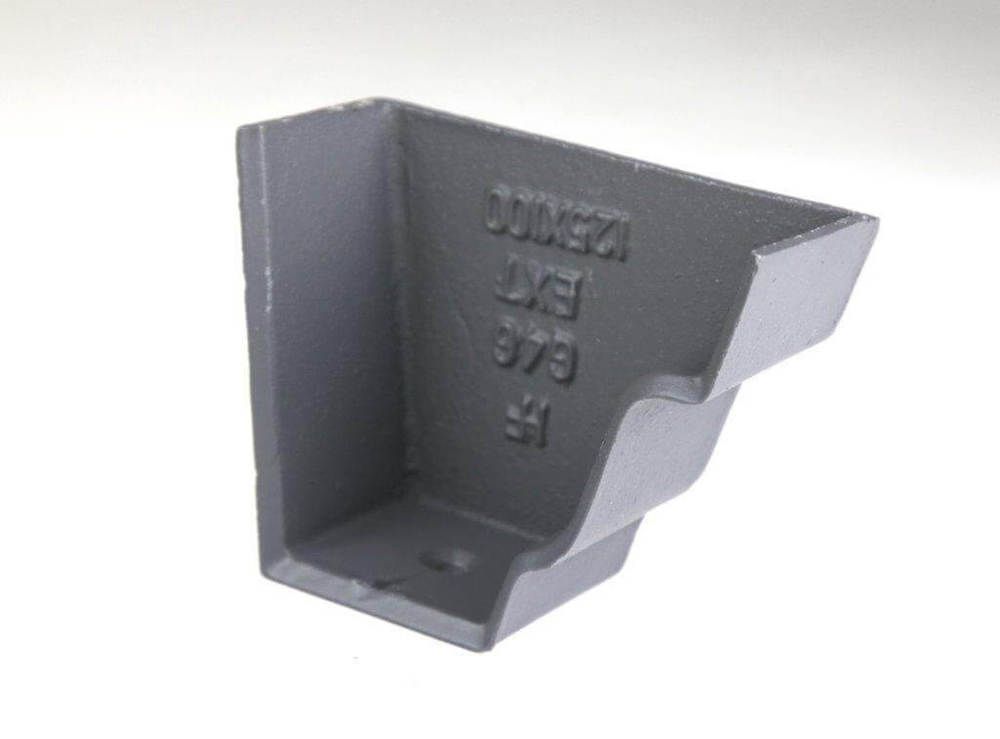 Cast Iron Moulded Ogee Gutter Right Hand External Stopend - 125mm Primed