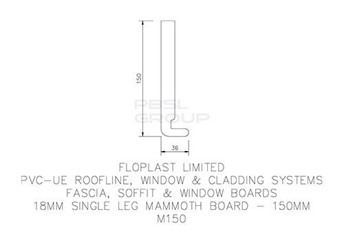 150mm White Fascia Board - 18mm x 5mtr