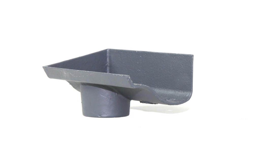 Cast Iron Ogee Gutter Left Hand Stopend Outlet - 100mm for 65mm Downpipe Primed