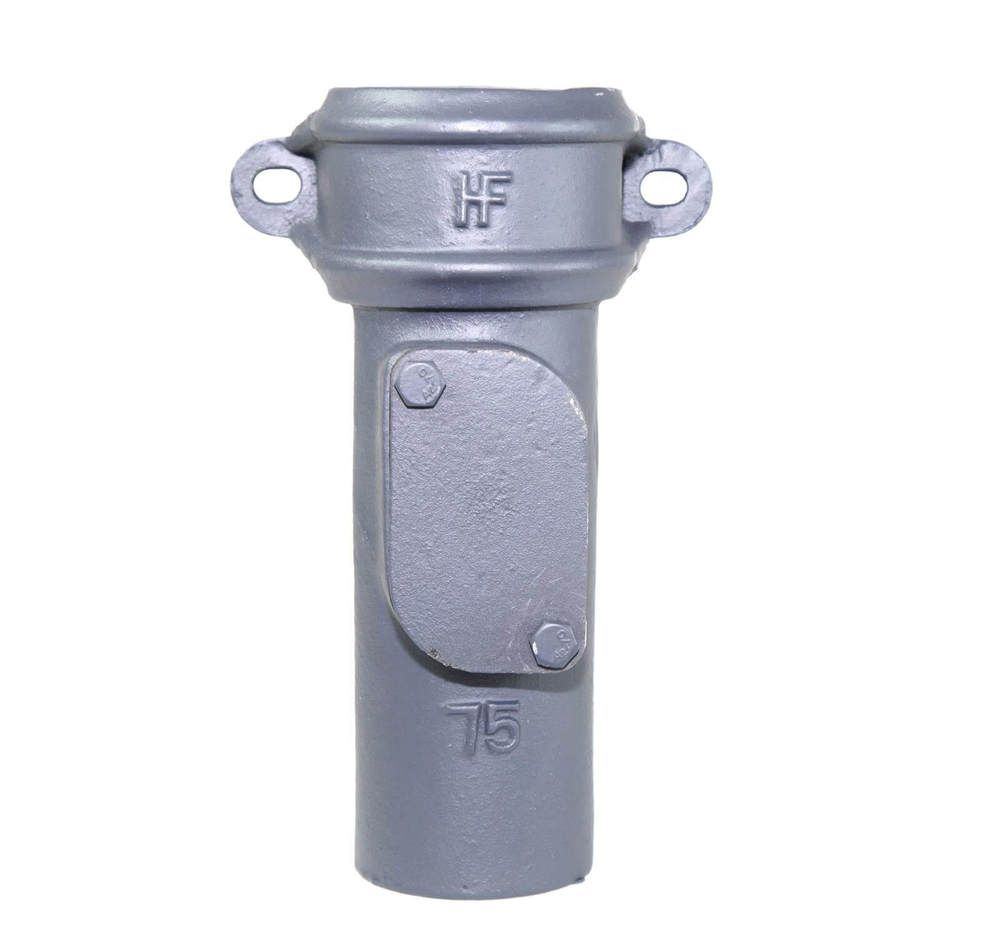 Cast Iron Round Downpipe Eared Access Pipe - 65mm Primed