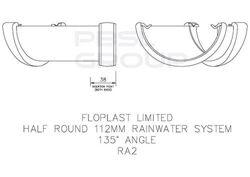 FloPlast Half Round Gutter Angle - 135 Degree x 112mm Brown