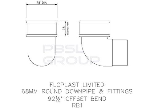 Round Downpipe Bend - 92.5 Degree x 68mm Black