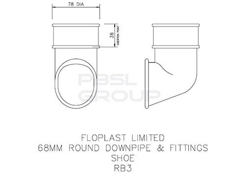 Round Downpipe Shoe - 68mm Black