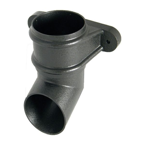 Round Downpipe Shoe with Fixing Lugs - 68mm Cast Iron Effect