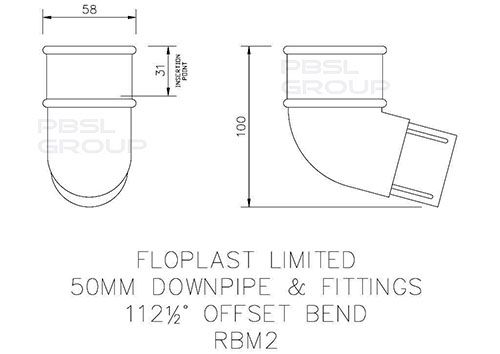 FloPlast Mini Gutter Offset Bend - 112 Degree x 50mm Black