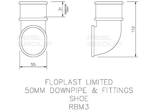 FloPlast Mini Gutter Downpipe Shoe - 50mm White
