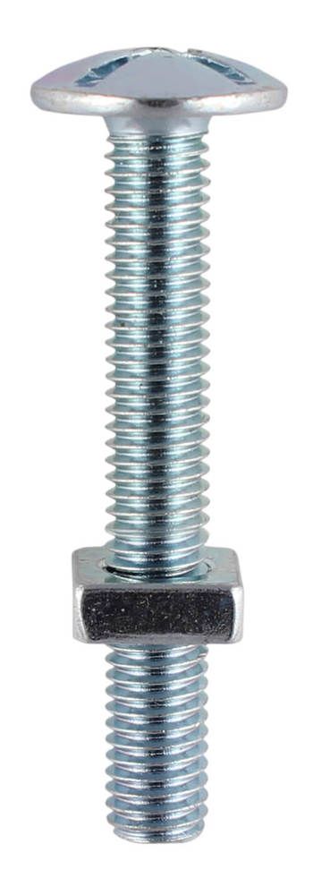 M6 x 60mm - Roofing Bolt with Nut - BZP - Bag of 80