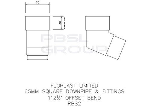 FloPlast Square Downpipe Offset Bend - 112 Degree Brown