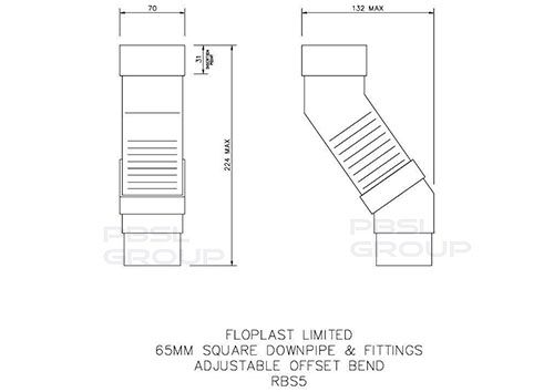FloPlast Square Downpipe Adjustable Offset Bend - 65mm Black