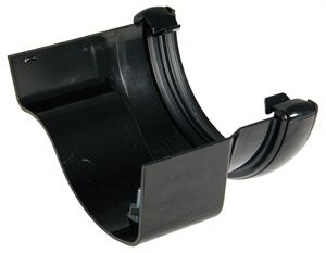 PVC Half Round to Cast Iron Ogee Right Hand Gutter Adaptor - Black