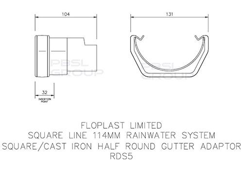 FloPlast PVC Square to Cast Iron Half Round Gutter Adaptor - White