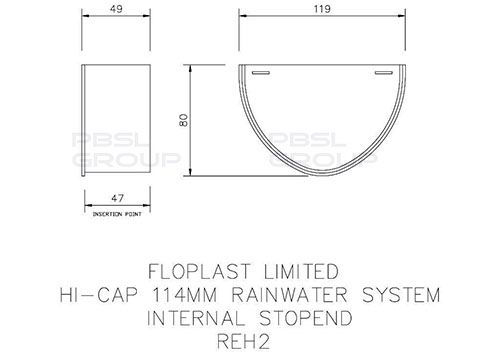 FloPlast Deepflow/ Hi-Cap Gutter Internal Stopend - 115mm x 75mm White