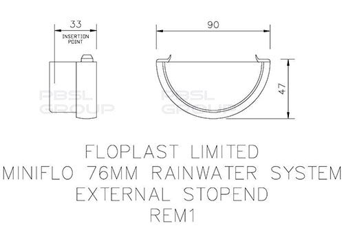 FloPlast Mini Gutter External Stopend - 76mm White