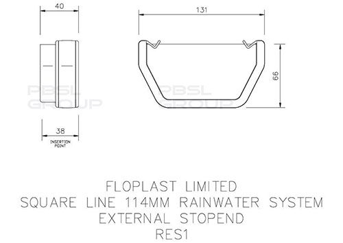FloPlast Square Gutter External Stopend - 114mm Black