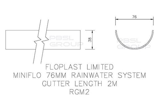 FloPlast Mini Gutter - 76mm x 2mtr White