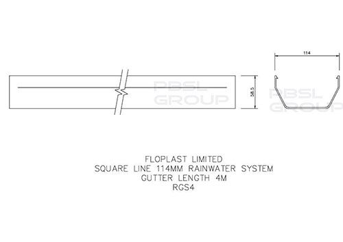 FloPlast Square Gutter - 114mm x 4mtr Black