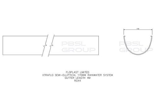 FloPlast Industrial/ Xtraflo Gutter - 170mm x 4mtr White