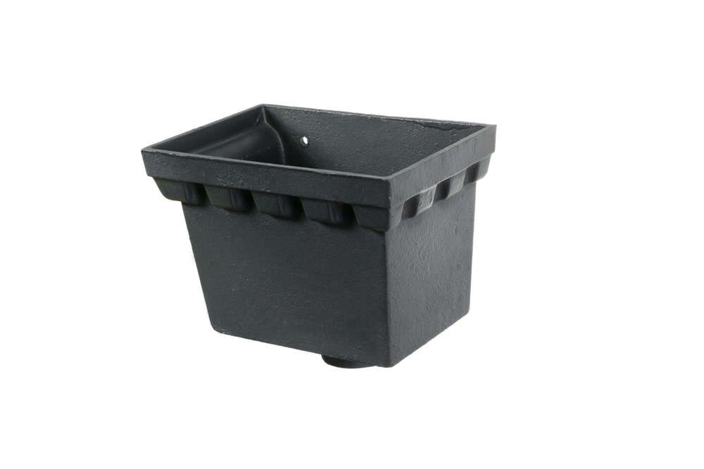 Cast Iron Rectangular Standard Hopper Head Castellated Outlet - 255mm for 75mm Downpipe Grey Primer