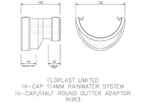Deepflow/ Hi-Cap to Half Round Gutter Adaptor - Black