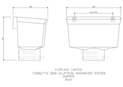 FloPlast Industrial/ Xtraflo Gutter Hopper - 110mm Black