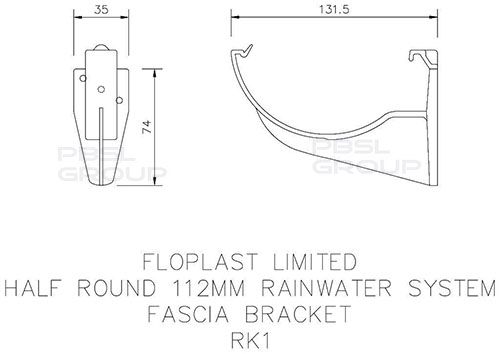 FloPlast Half Round Gutter Fascia Bracket - 112mm Grey