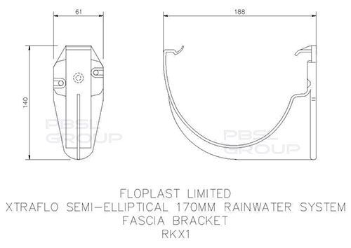 FloPlast Industrial/ Xtraflo Gutter Fascia Bracket - 170mm Black
