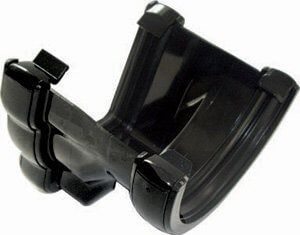 PVC Half Round to PVC Ogee Right Hand Gutter Adaptor - Black