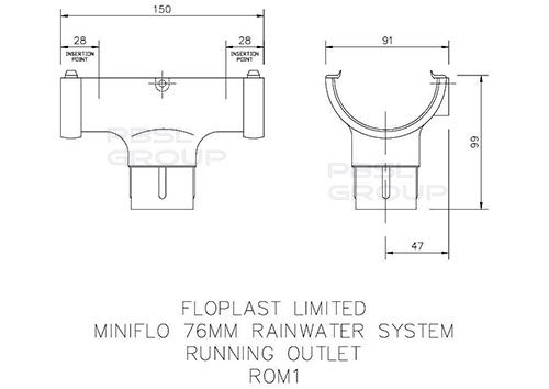 FloPlast Mini Gutter Running Outlet - 76mm Brown